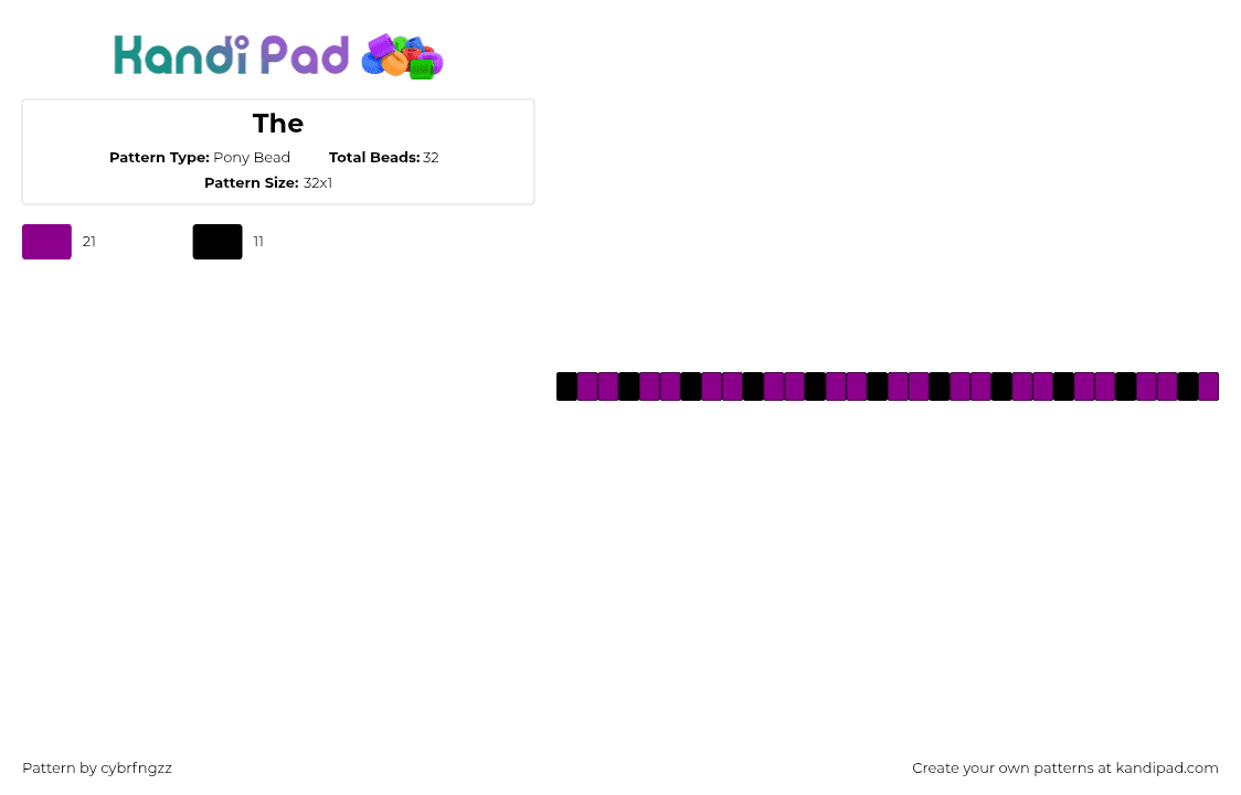 The - Pony Bead Pattern by cybrfngzz on Kandi Pad - single,bracelet,stripes,purple,black