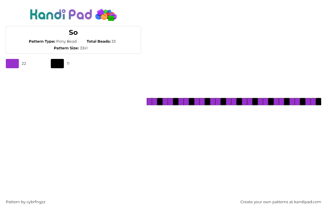 So - Pony Bead Pattern by cybrfngzz on Kandi Pad - single,bracelet,stripes,purple,black