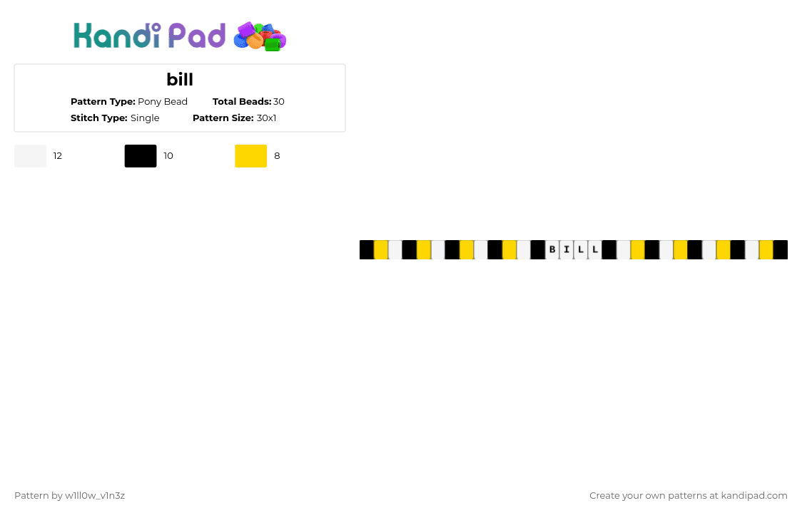 bill - Pony Bead Pattern by w1ll0w_v1n3z on Kandi Pad - yellow,white,black,bill,bob,gf,cipher,bill cipher