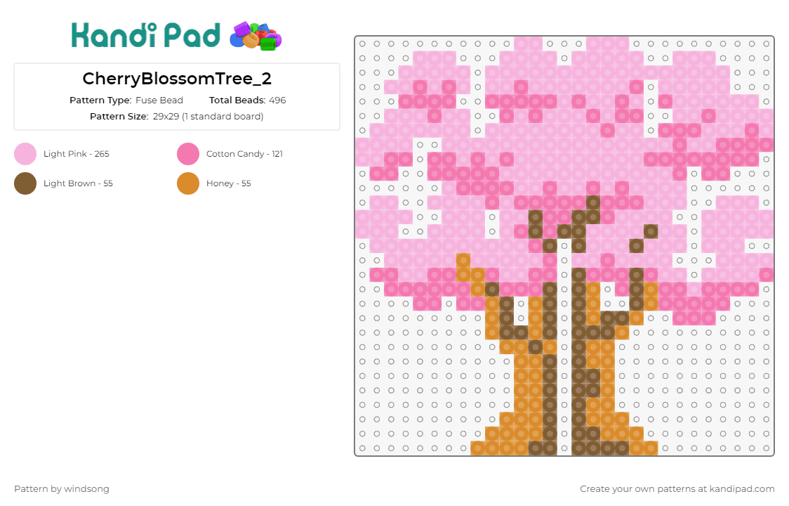 CherryBlossomTree_2 - Fuse Bead Pattern by windsong on Kandi Pad - trees,cherry blossoms