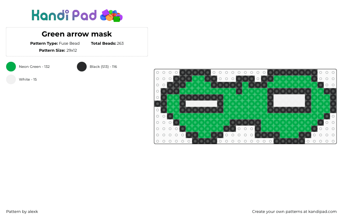 Green arrow mask - Fuse Bead Pattern by alexk on Kandi Pad - 