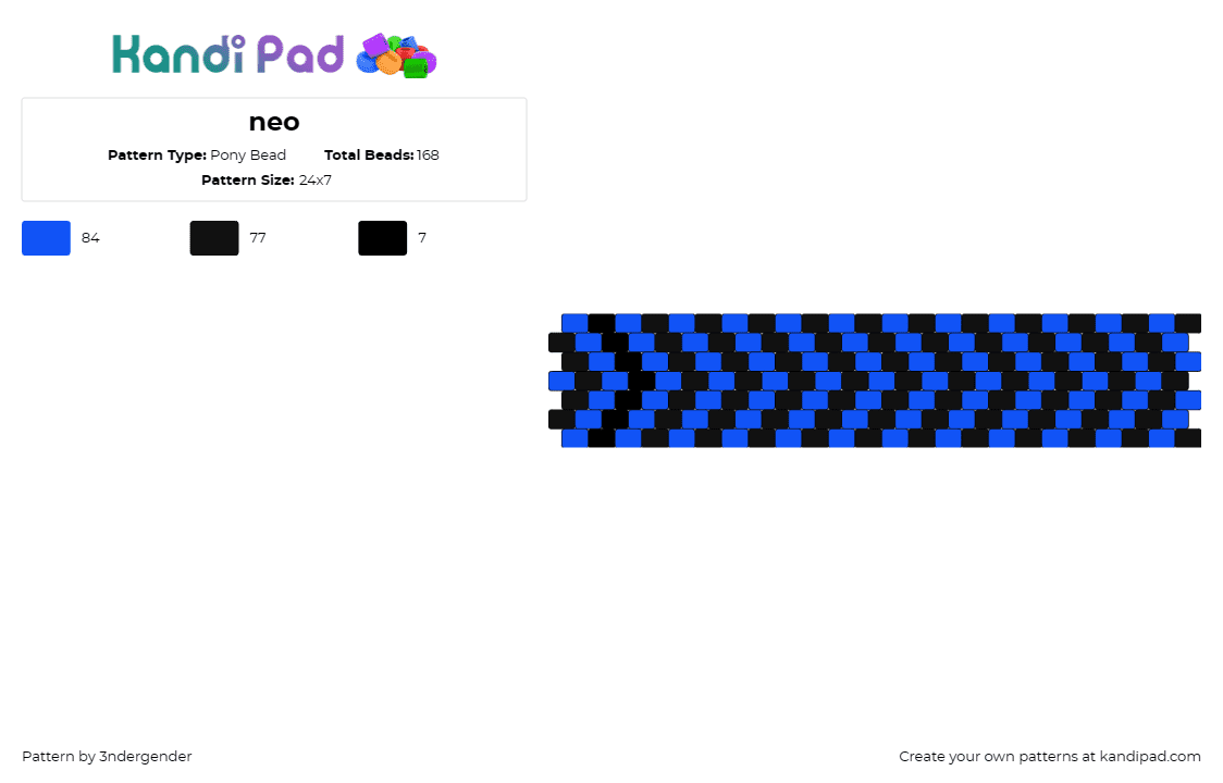 neo - Pony Bead Pattern by 3ndergender on Kandi Pad - stripes,geometric,cuff