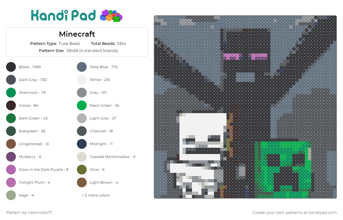 Minecraft - Fuse Bead Pattern by naomio2477 on Kandi Pad - minecraft,creeper,video games