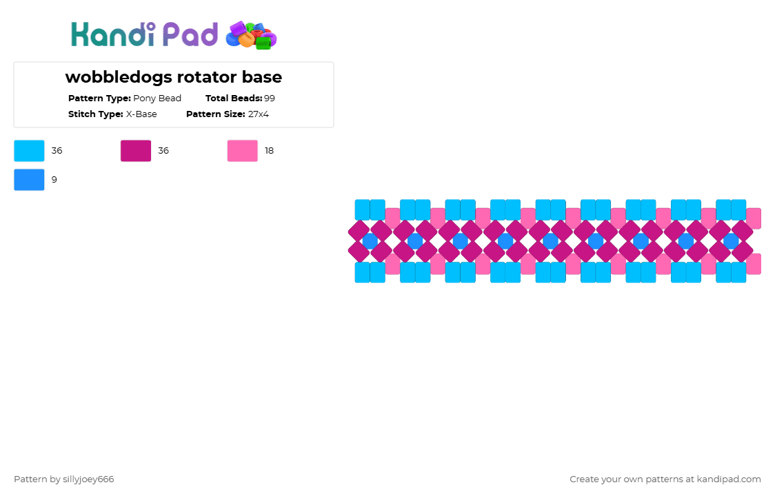 wobbledogs rotator base - Pony Bead Pattern by wobbledoggo1 on Kandi Pad - light blue,pink