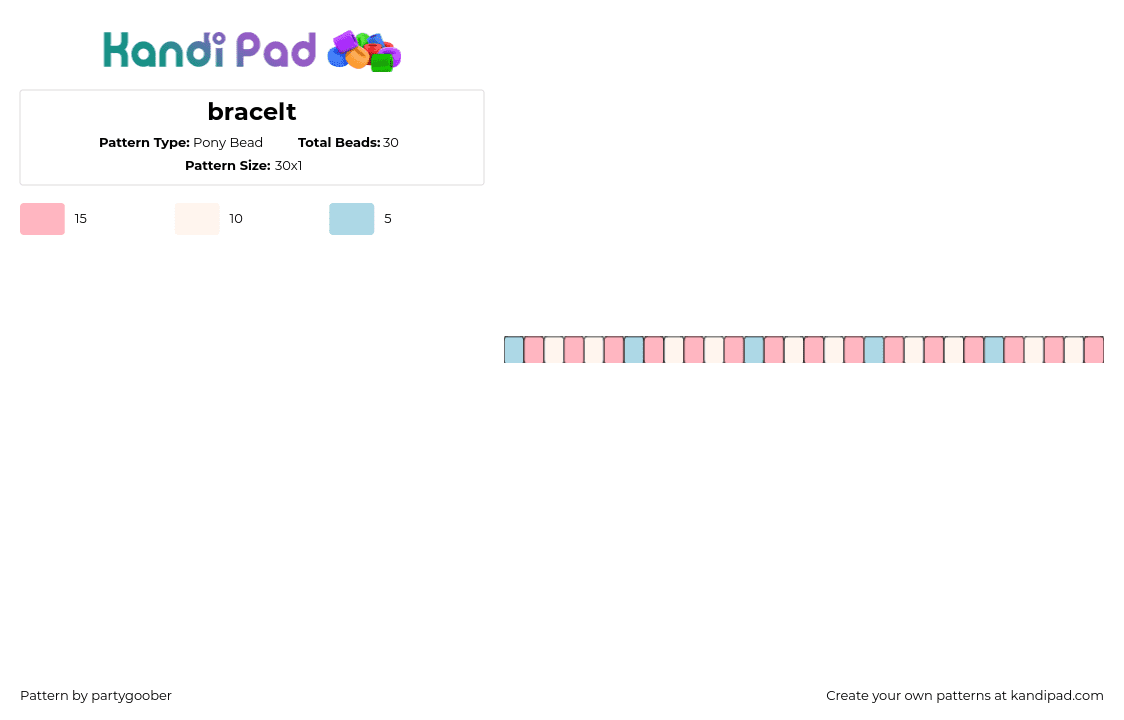 bracelt - Pony Bead Pattern by partygoober on Kandi Pad - trans,pride,single,bracelet,pink,light blue