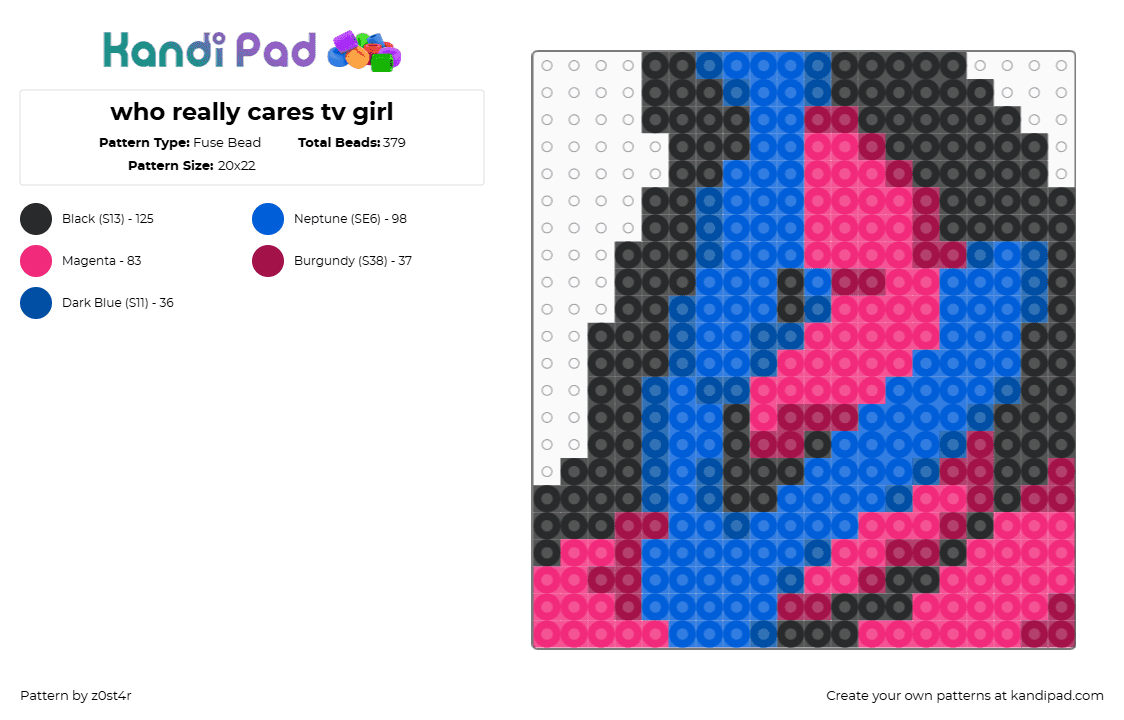 who really cares tv girl - Fuse Bead Pattern by z0st4r on Kandi Pad - 