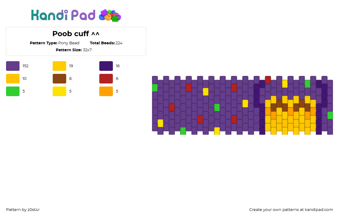 Poob cuff ^^ - Pony Bead Pattern by z0st4r on Kandi Pad - 