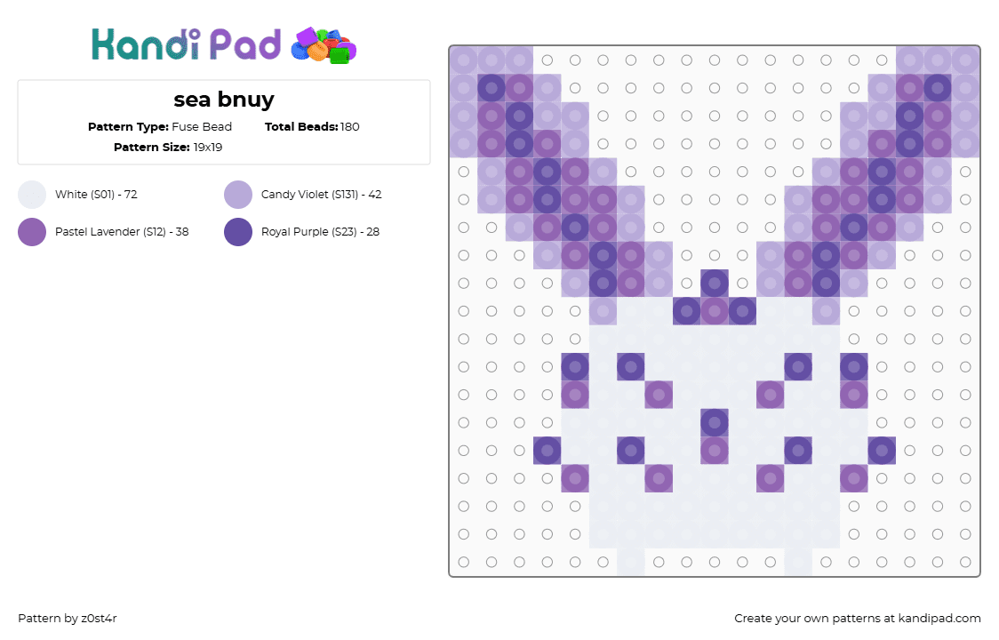 sea bunny - Fuse Bead Pattern by z0st4r on Kandi Pad - pink