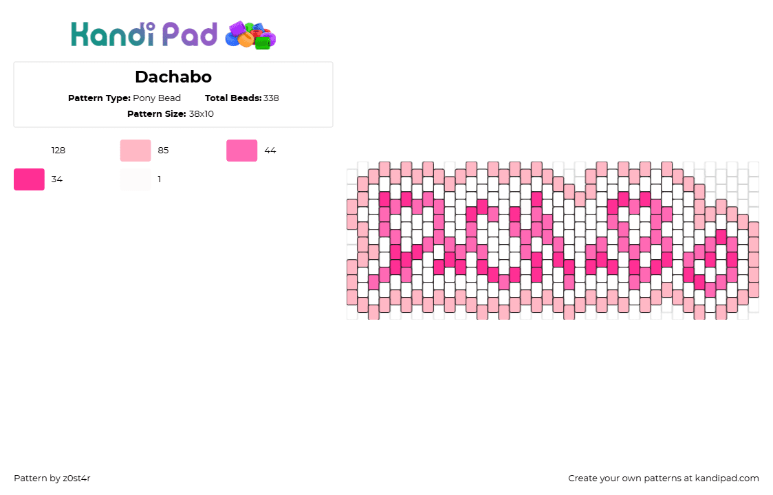 Dachabo - Pony Bead Pattern by z0st4r on Kandi Pad - dachabo,logo,text,video game,pink,white