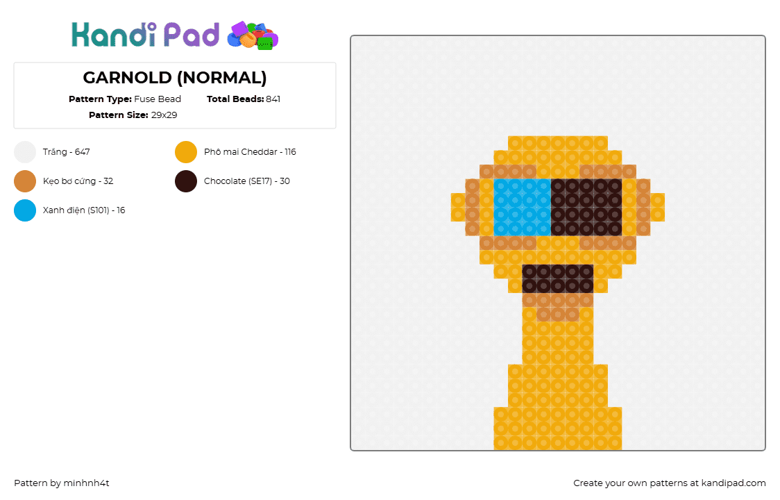 GARNOLD (NORMAL) - Fuse Bead Pattern by minhnh4t on Kandi Pad - garnold,sprunki,white,orange