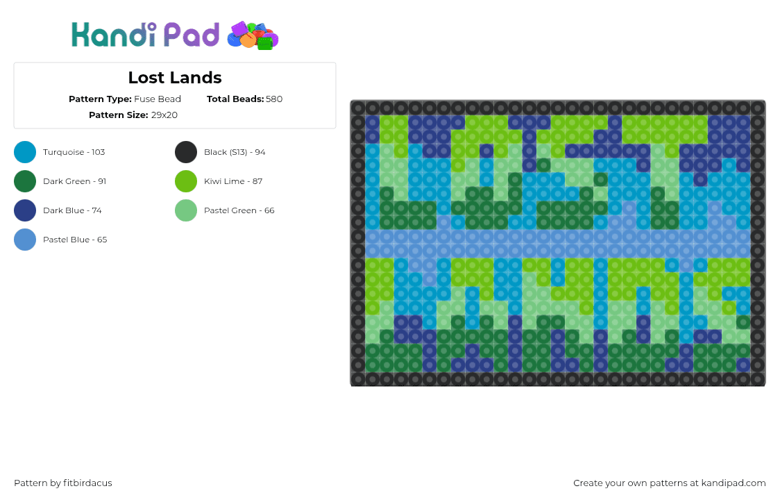 Lost Lands - Fuse Bead Pattern by fitbirdacus on Kandi Pad - lost lands,festival,music,edm,logo,sign,green,blue