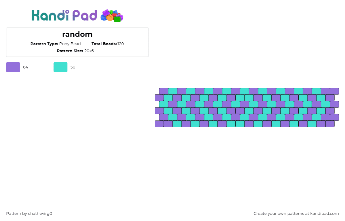 random - Pony Bead Pattern by chathevirg0 on Kandi Pad - spiral,hypnotic,cuff,purple,teal