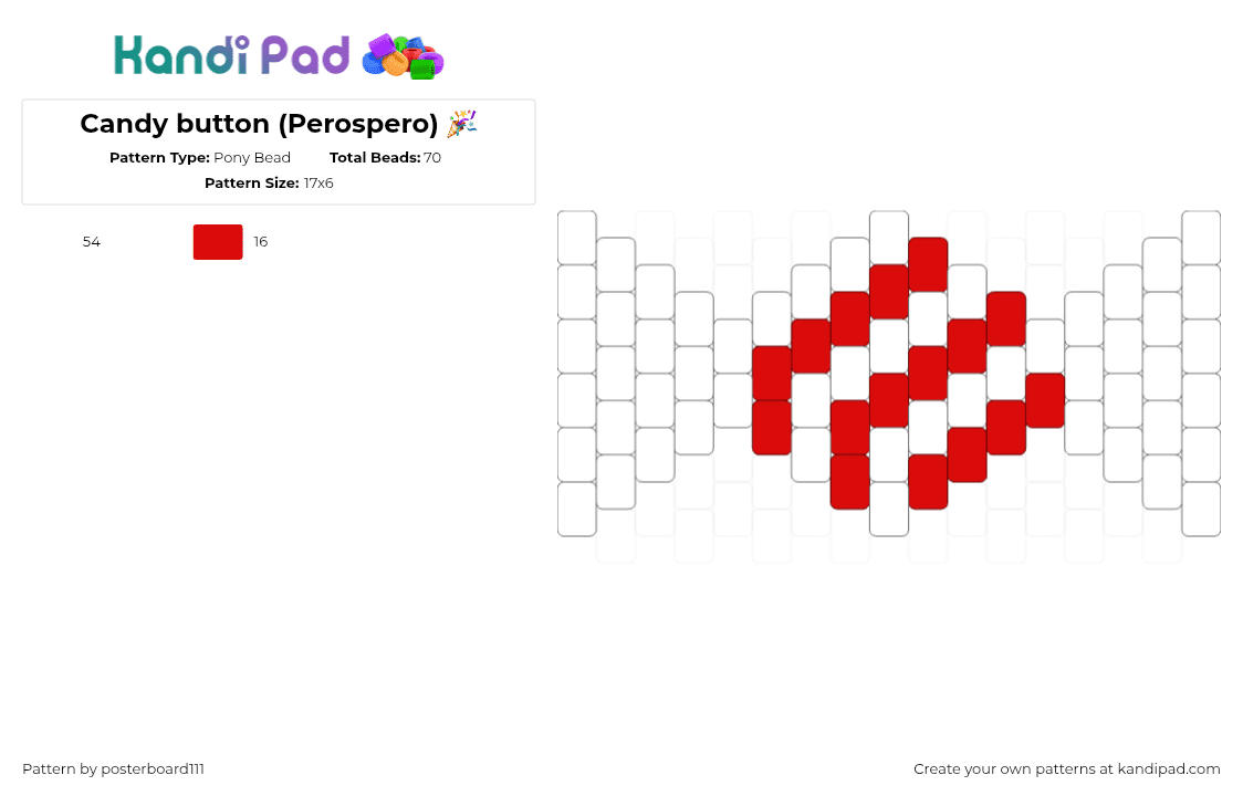 Candy button (Perospero) 🎉 - Pony Bead Pattern by posterboard111 on Kandi Pad - candy,charlotte perospero,one piece,anime,mint,red,white
