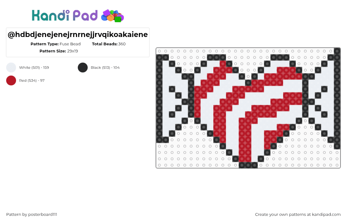 @hdbdjenejenejrnrnejjrvqikoakaiene - Fuse Bead Pattern by posterboard111 on Kandi Pad - red,white