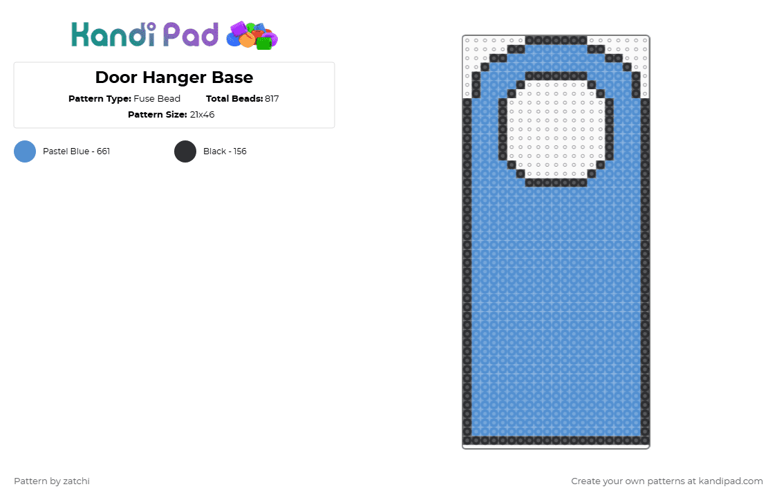 Door Hanger Base - Fuse Bead Pattern by zatchi on Kandi Pad - light blue