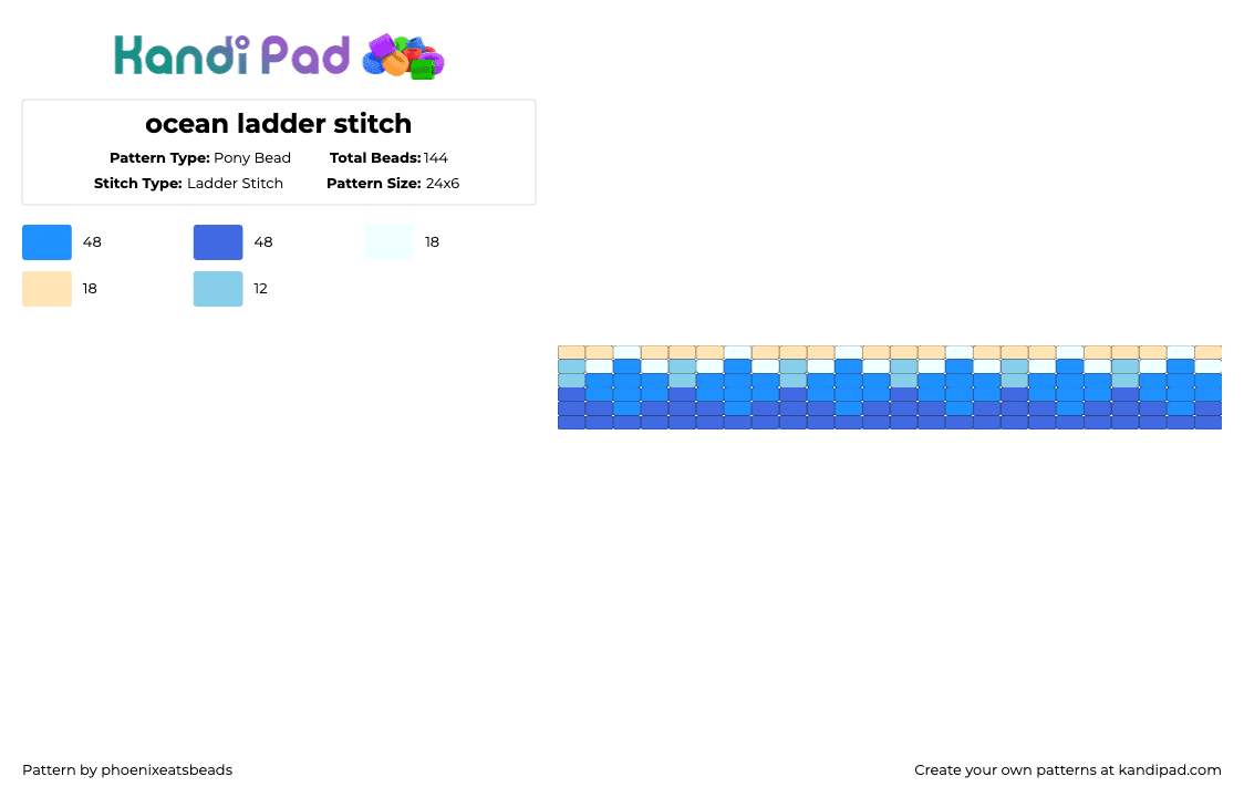 ocean ladder stitch - Pony Bead Pattern by phoenixeatsbeads on Kandi Pad - light blue,blue