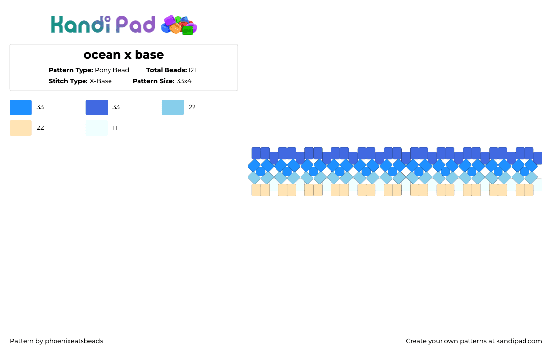 ocean x base - Pony Bead Pattern by phoenixeatsbeads on Kandi Pad - light blue