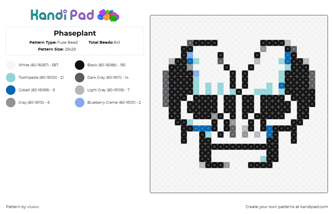 Phaseplant - Fuse Bead Pattern by vluwu on Kandi Pad - phaseplant,skull,stylized,music producer,bold