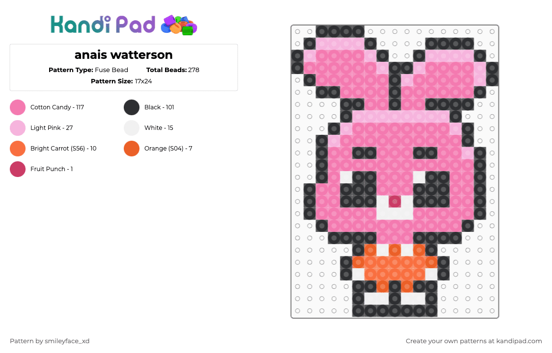 anais watterson - Fuse Bead Pattern by z0mbie_twink_xp on Kandi Pad - pink
