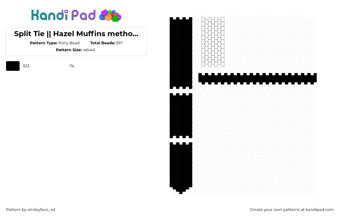 Split Tie || Hazel Muffins method (read desc) - Pony Bead Pattern by smileyface_xd on Kandi Pad - 