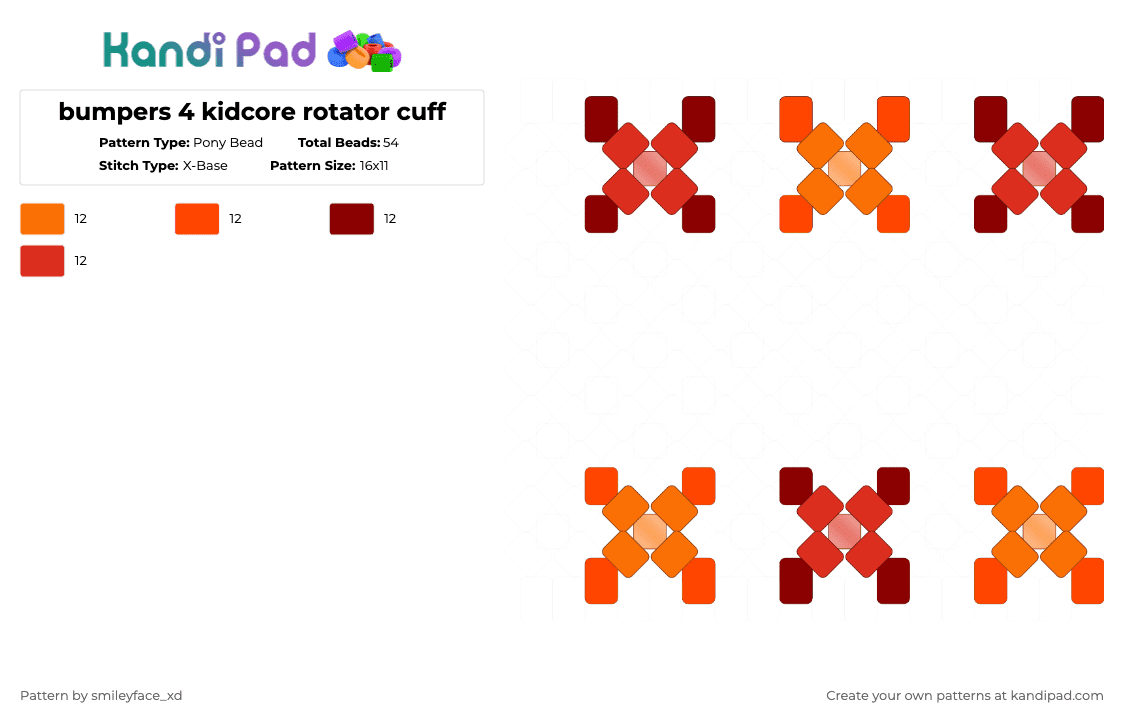 bumpers 4 kidcore rotator cuff - Pony Bead Pattern by z0mbie_twink_xp on Kandi Pad - orange,red