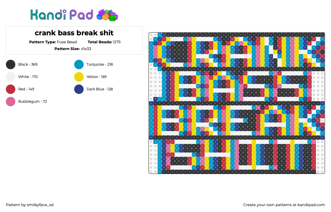 crank bass break shit - Fuse Bead Pattern by z0mbie_twink_xp on Kandi Pad - light blue,red,yellow