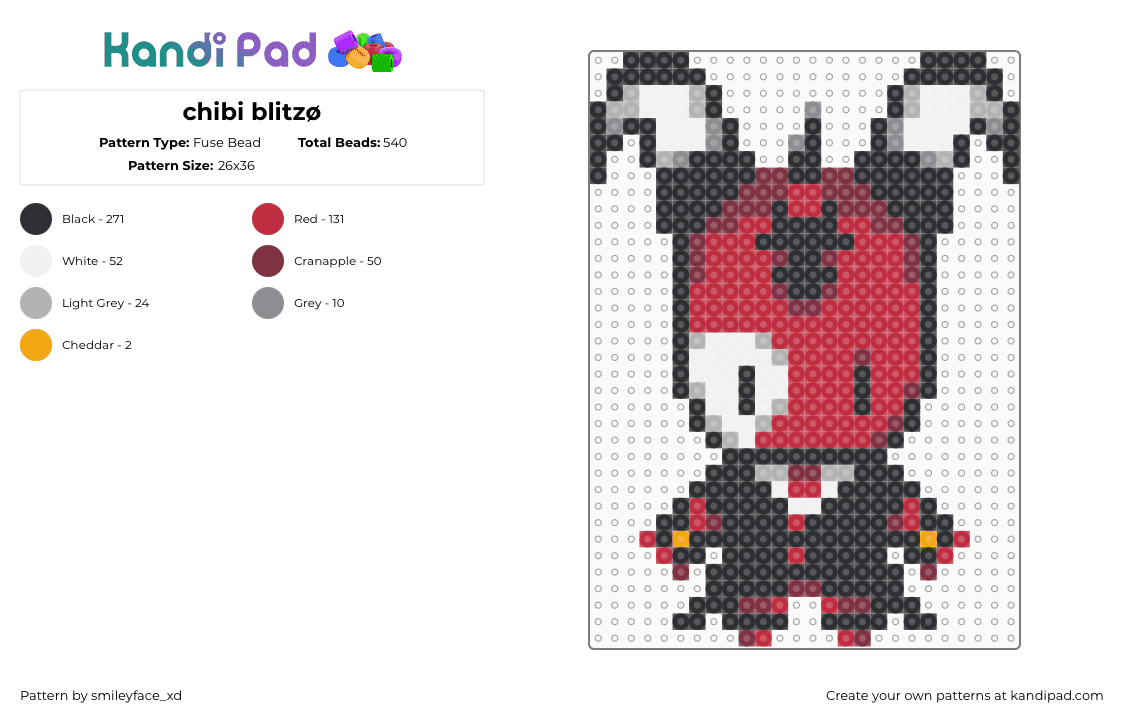 chibi blitzø - Fuse Bead Pattern by z0mbie_twink_xp on Kandi Pad - blitzo,chibi,hazbin hotel,character,cartoon,tv show,black,brown,red