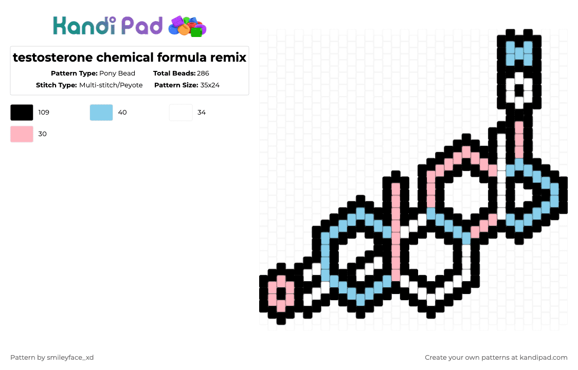 testosterone chemical formula remix - Pony Bead Pattern by z0mbie_twink_xp on Kandi Pad - black,light blue,pink