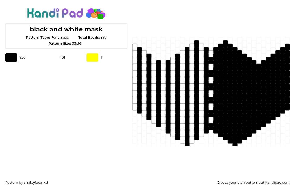 black and white mask - Pony Bead Pattern by smileyface_xd on Kandi Pad - black,white,stripes,black and white,mask,monochrome