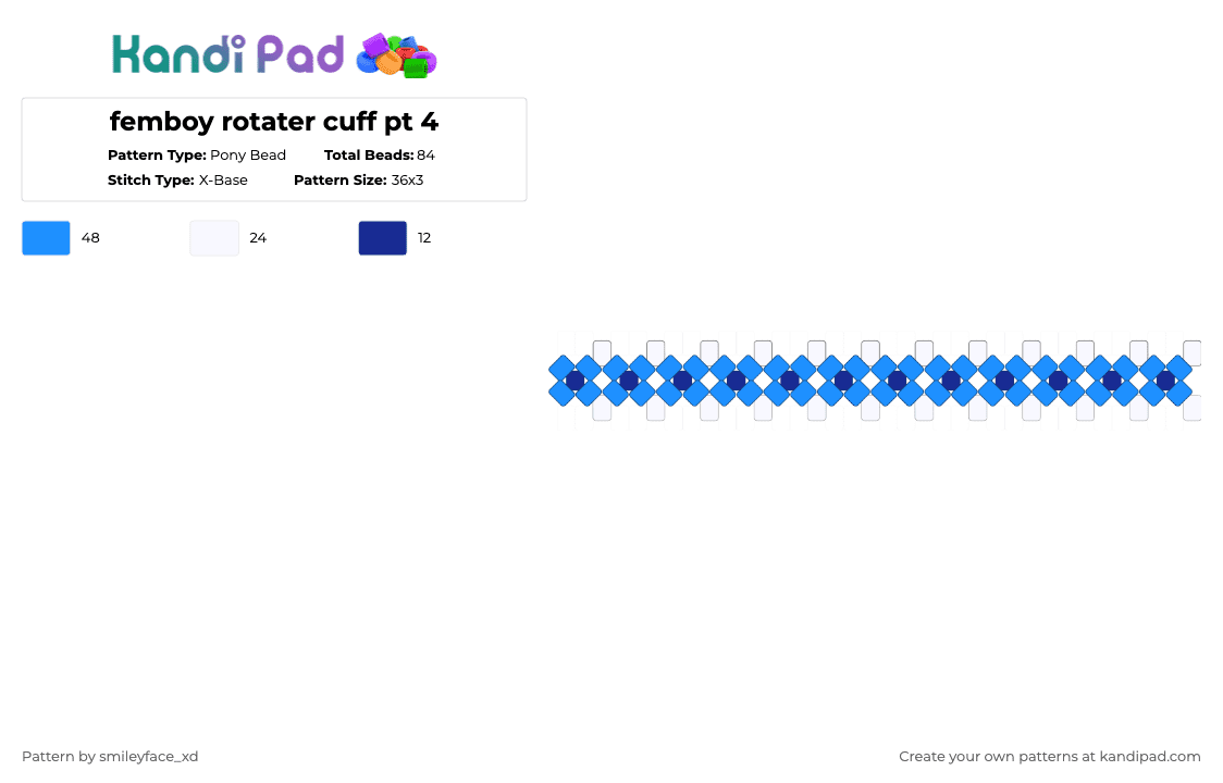 femboy rotater cuff pt 4 - Pony Bead Pattern by z0mbie_twink_xp on Kandi Pad - light blue