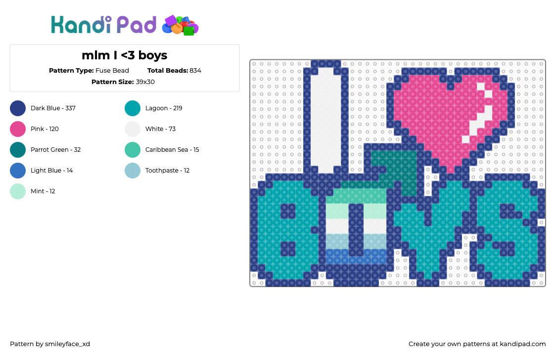 mlm I - Fuse Bead Pattern by z0mbie_twink_xp on Kandi Pad - teal,blue