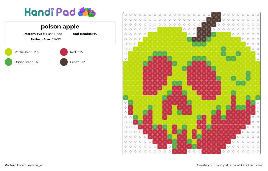 poison apple - Fuse Bead Pattern by z0mbie_twink_xp on Kandi Pad - green,red