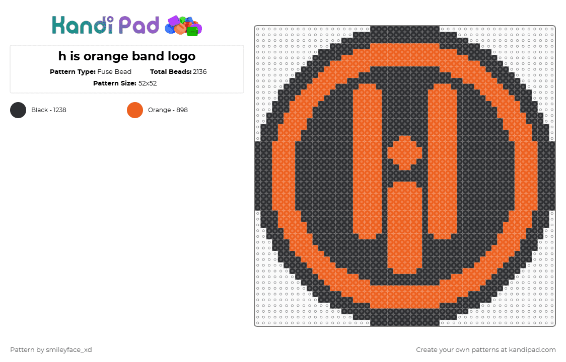 h is orange band logo - Fuse Bead Pattern by z0mbie_twink_xp on Kandi Pad - black,orange