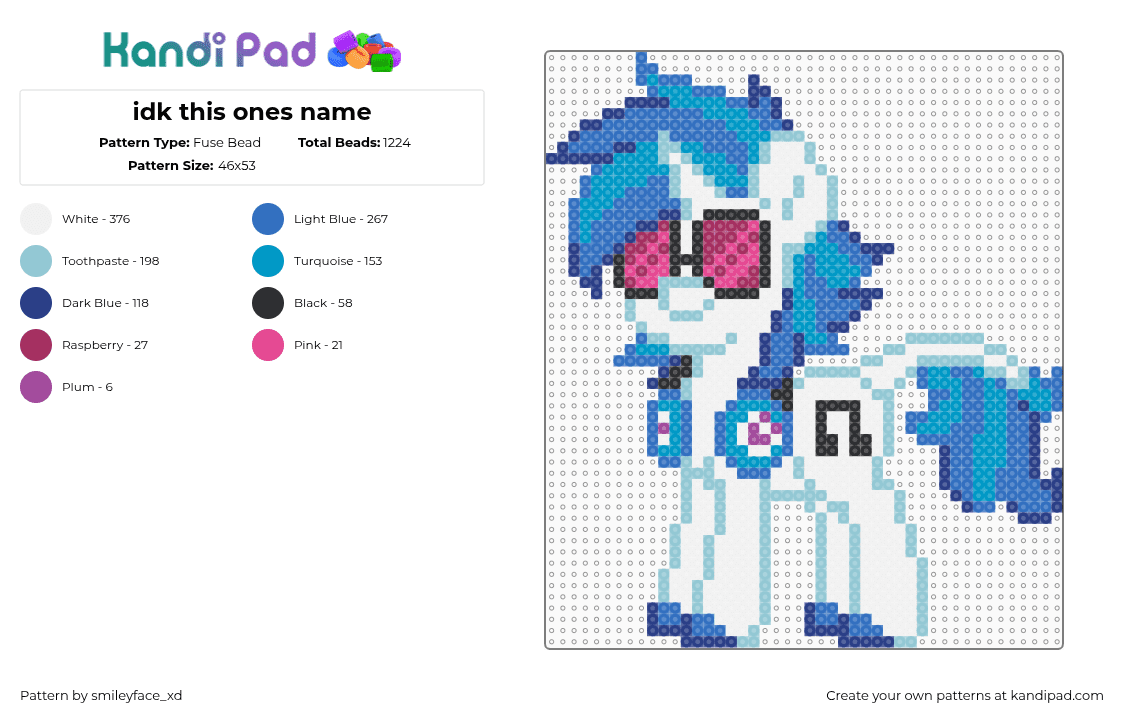 idk this ones name - Fuse Bead Pattern by z0mbie_twink_xp on Kandi Pad - light blue,blue