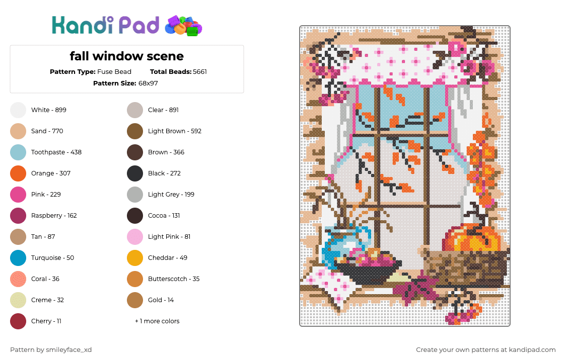 fall window scene - Fuse Bead Pattern by z0mbie_twink_xp on Kandi Pad - beige,brown,tan
