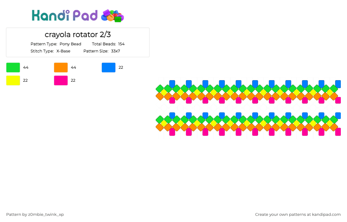 crayola rotator 2/3 - Pony Bead Pattern by z0mbie_twink_xp on Kandi Pad - green,orange