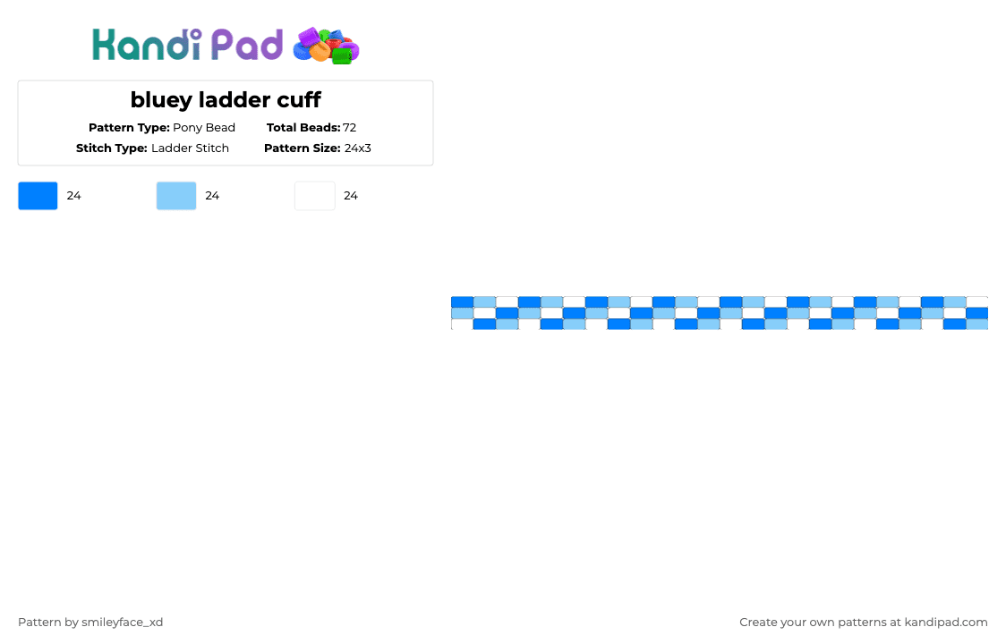 bluey ladder cuff - Pony Bead Pattern by z0mbie_twink_xp on Kandi Pad - blue,light blue