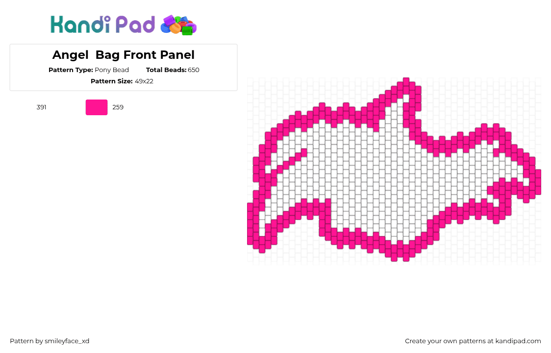 Angel  Bag Front Panel (wip) - Pony Bead Pattern by smileyface_xd on Kandi Pad - angel dust,hazbin hotel,silhouette,animation,tv show,bag,panel,dark,black,pink,white