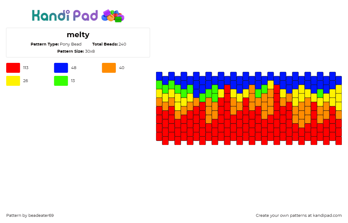 melty - Pony Bead Pattern by beadeater69 on Kandi Pad - 