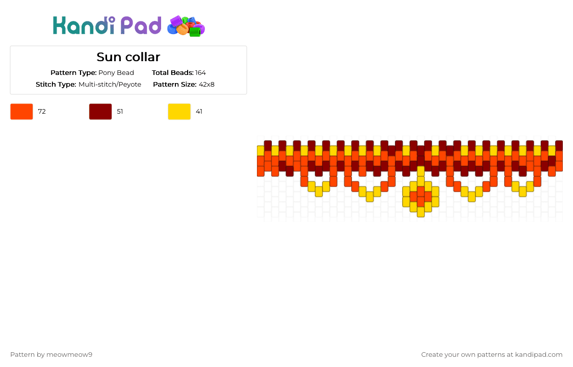 Sun collar - Pony Bead Pattern by meowmeow9 on Kandi Pad - red,sun,collar,furry