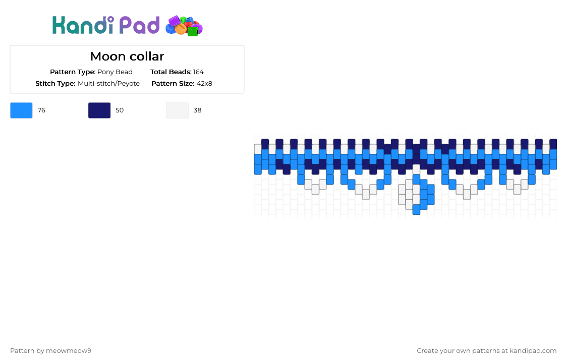 Moon collar - Pony Bead Pattern by meowmeow9 on Kandi Pad - light blue,purple,moon,collar,matching,furry