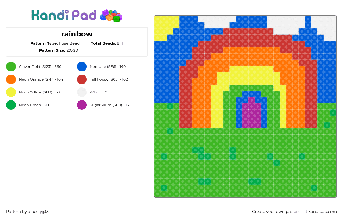 rainbow - Fuse Bead Pattern by aracelyjj33 on Kandi Pad - 