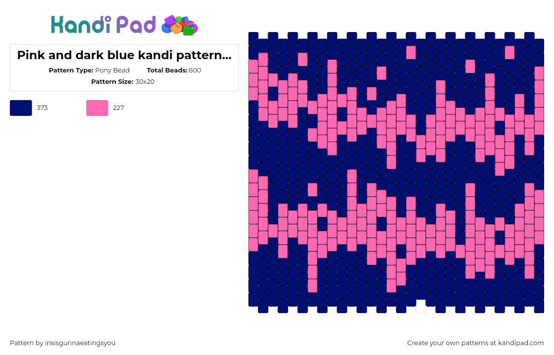 Pink and dark blue kandi pattern thing - Pony Bead Pattern by irisisgunnaeatingsyou on Kandi Pad - drippy,melting,random,panel,pink,blue