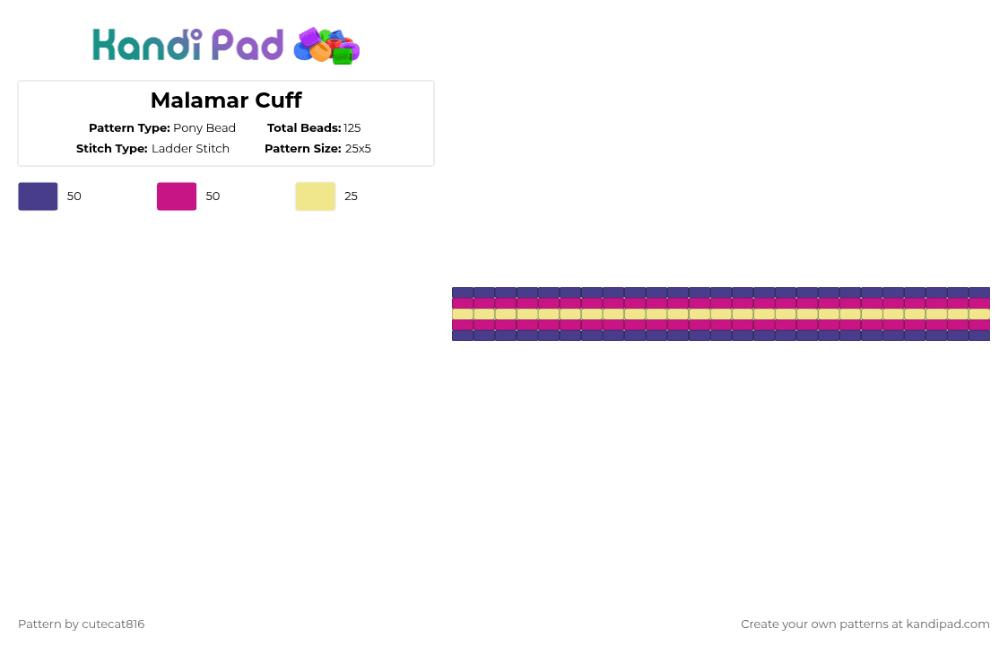 Malamar Cuff - Pony Bead Pattern by cutecat816 on Kandi Pad - pokemon,malamar