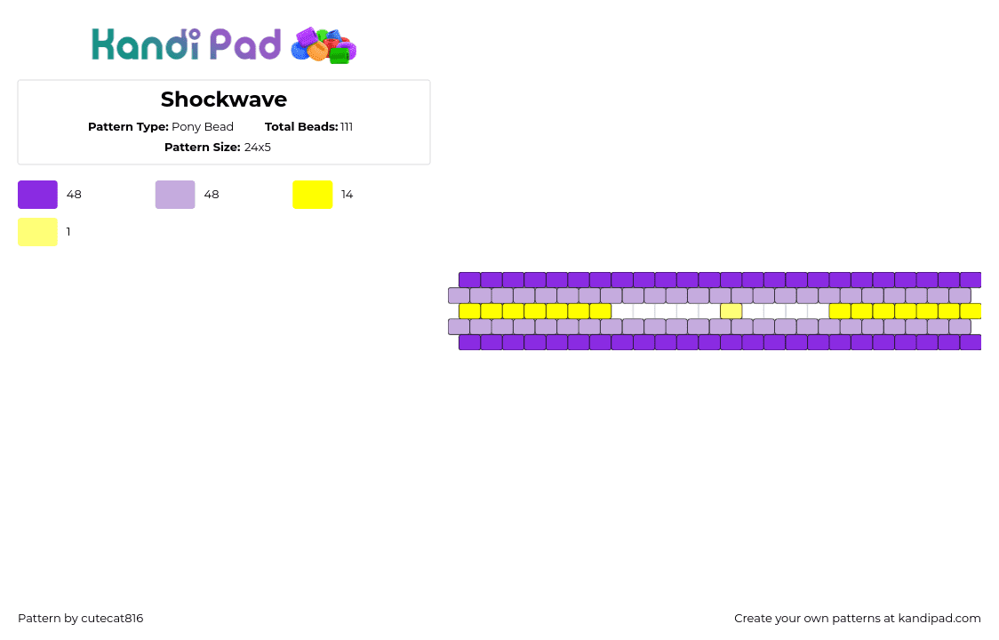 Shockwave - Pony Bead Pattern by cutecat816 on Kandi Pad - shockwave,transformers,robot,cuff,purple,yellow