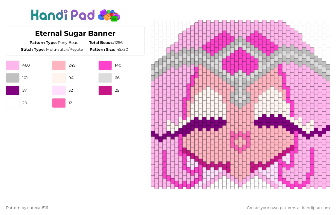 Eternal Sugar Banner - Pony Bead Pattern by cutecat816 on Kandi Pad - pink,eternal sugar,crk,beast,sloth