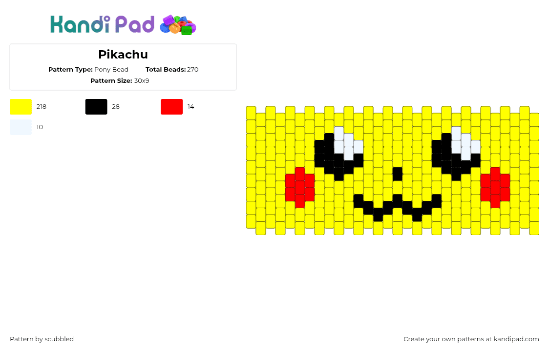 Pikachu - Pony Bead Pattern by scubbled on Kandi Pad - yellow