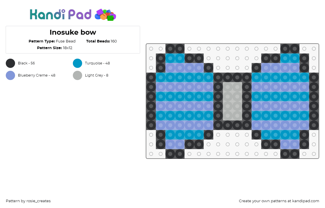 Inosuke bow - Fuse Bead Pattern by rosie_creates on Kandi Pad - inosuke hashibira,demon slayer,bow,stripes,blue,purple