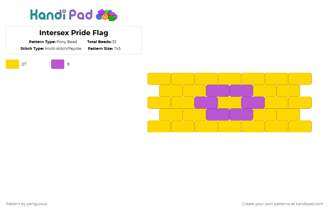 Intersex Pride Flag - Pony Bead Pattern by penguious on Kandi Pad - yellow