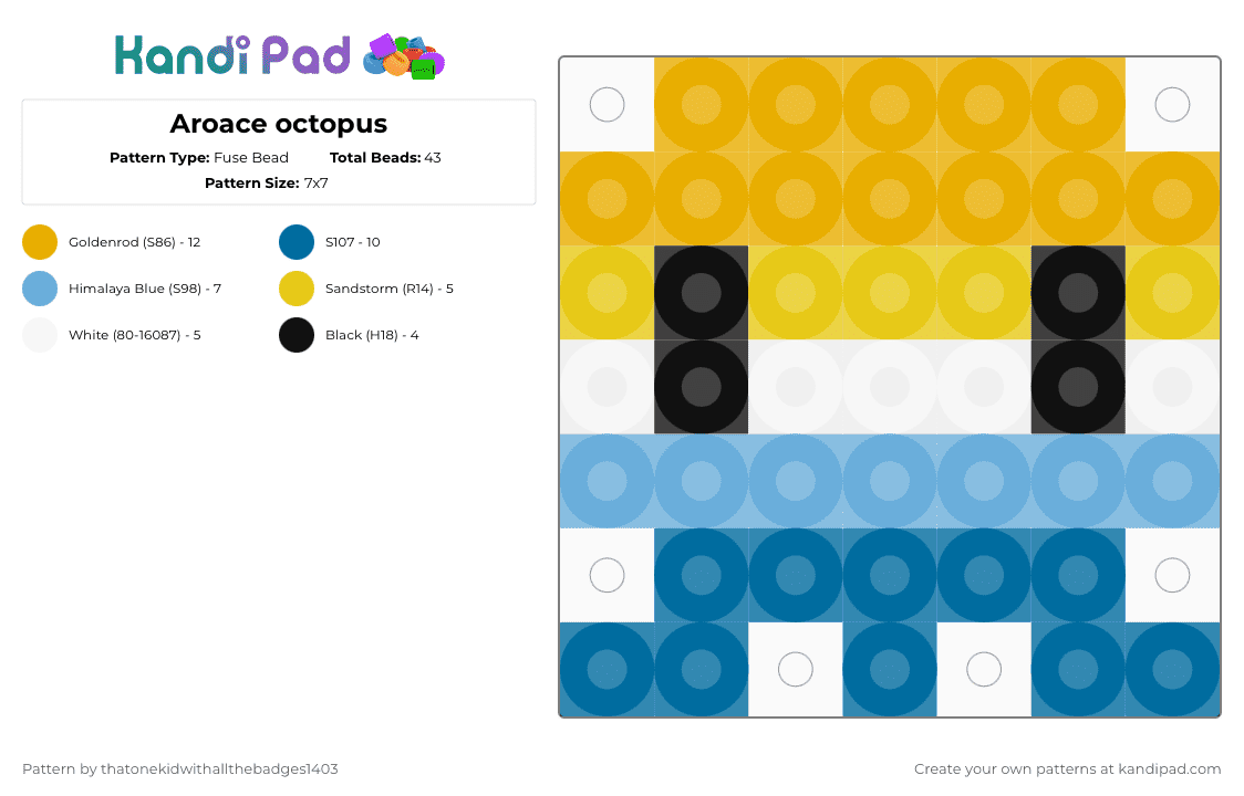 Aroace octopus - Fuse Bead Pattern by ur_local_adhd_weird_gay_kid on Kandi Pad - orange,blue,aroace,lgbtqia,pride,octopus,queer